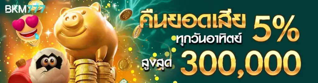 คืนยอดเสีย 5% ทุกวันอาทิตย์ สูงสุด 300,000​